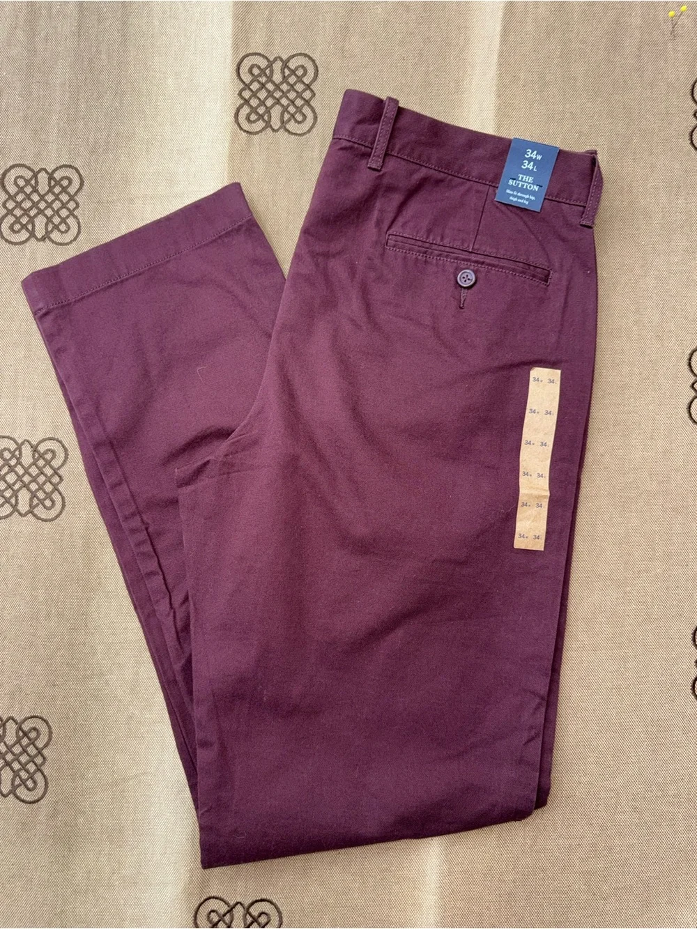 J.Crew NWT! Men'S The Sutton Slim Fit Pants In Burgundy Size 34